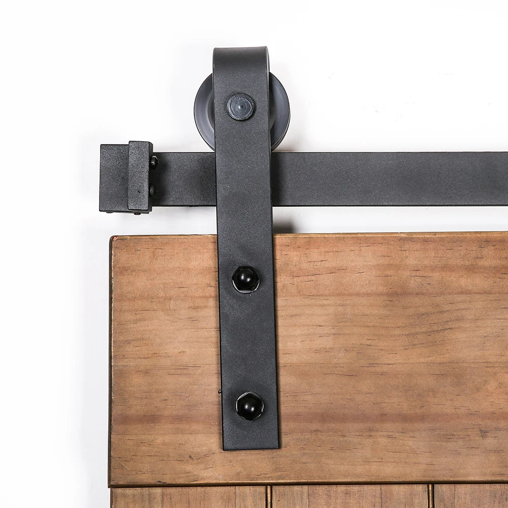 American Rustic Black 5FT Barn Door Hardware Carbon Steel Sliding Barn Door Hardware Kit For Single Door