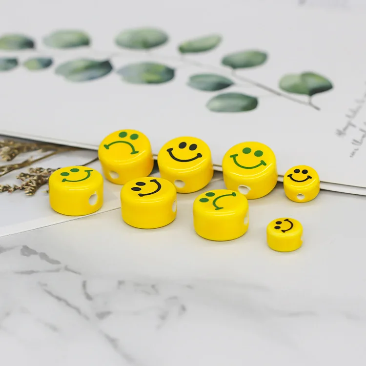 2021 New Porcelain Smiling Face Letter Beads Enamel Smiley Face Beads Ceramic Alphabet Smiley Face Beads