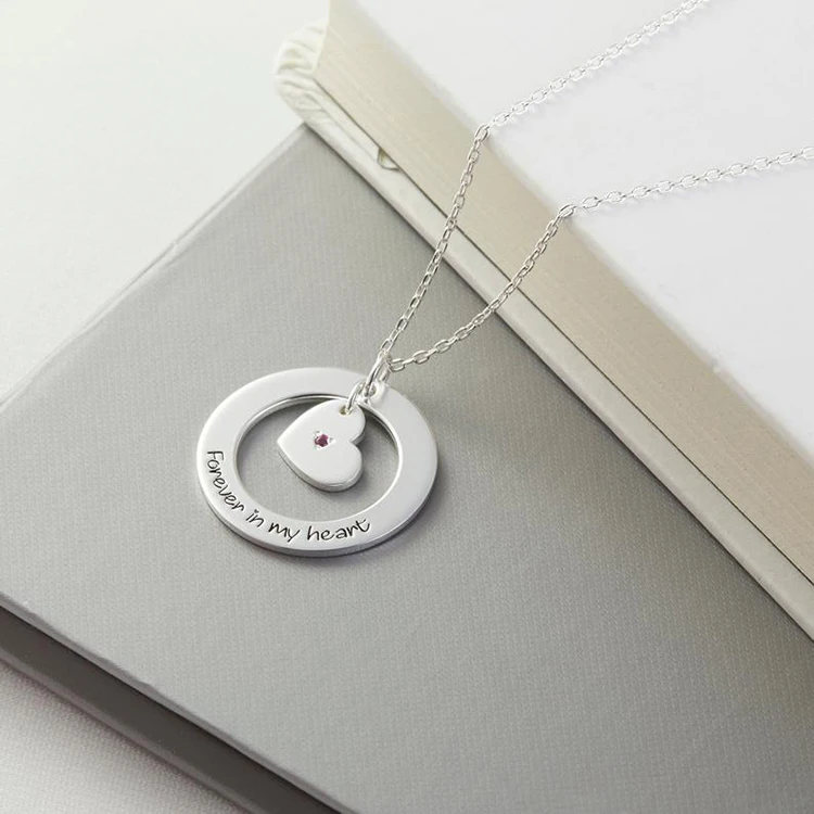 Золотые украшения 18 карат из нержавеющей стали круг с сердцем внутри кулон ожерелья гравировкой Начальная буква фраза Дата ожерелье на заказ