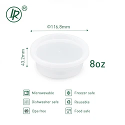 Food Storage Containers with Lids 8oz, 12oz, 16oz, 24oz, 32oz Freezer clear Deli Cups, BPA-Free Leakproof Round Meal Prep