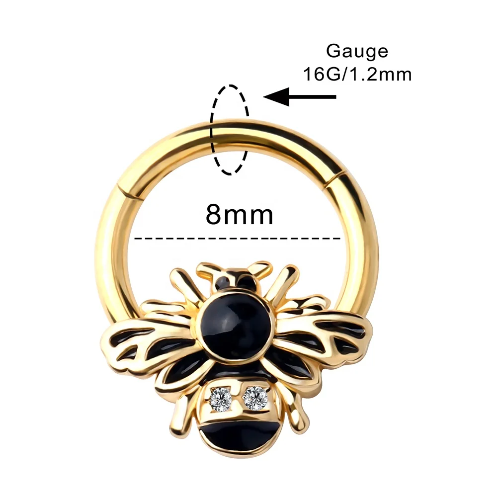 16G Seamless Segment Ring with Bee Cartilage Ear Piercing Body Jewellery