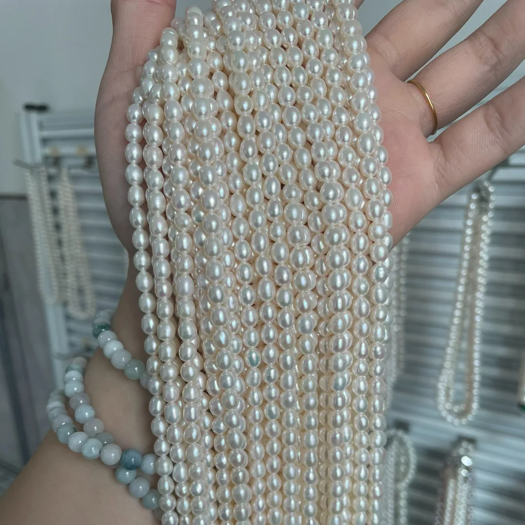 AW wholesale High quality loose pearls 6-7mm Fresh water pearl with hole Irregular nature pearl for jewelry making