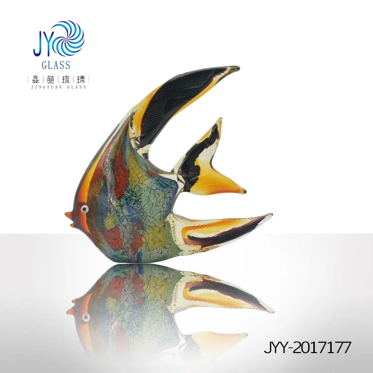 Wholesale Handmade Murano Glass Sculpture Cute Deco Animated Turtle Fish Crystal Ocean Animal Ornaments Art Blown Fish Figurine
