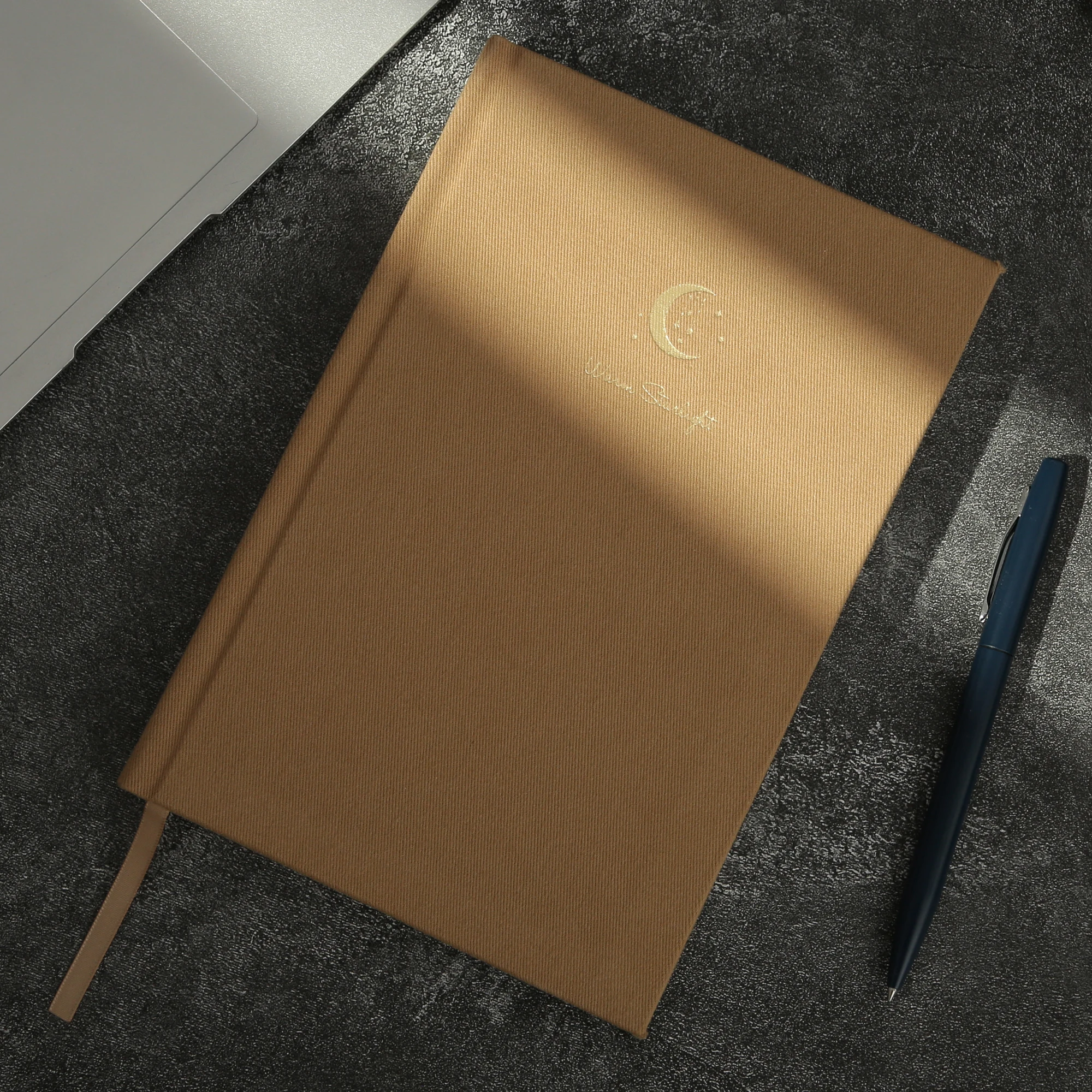Brown Fabric Cover lined notebook ready stock A5 journal for students notebooks with gift box notebooks