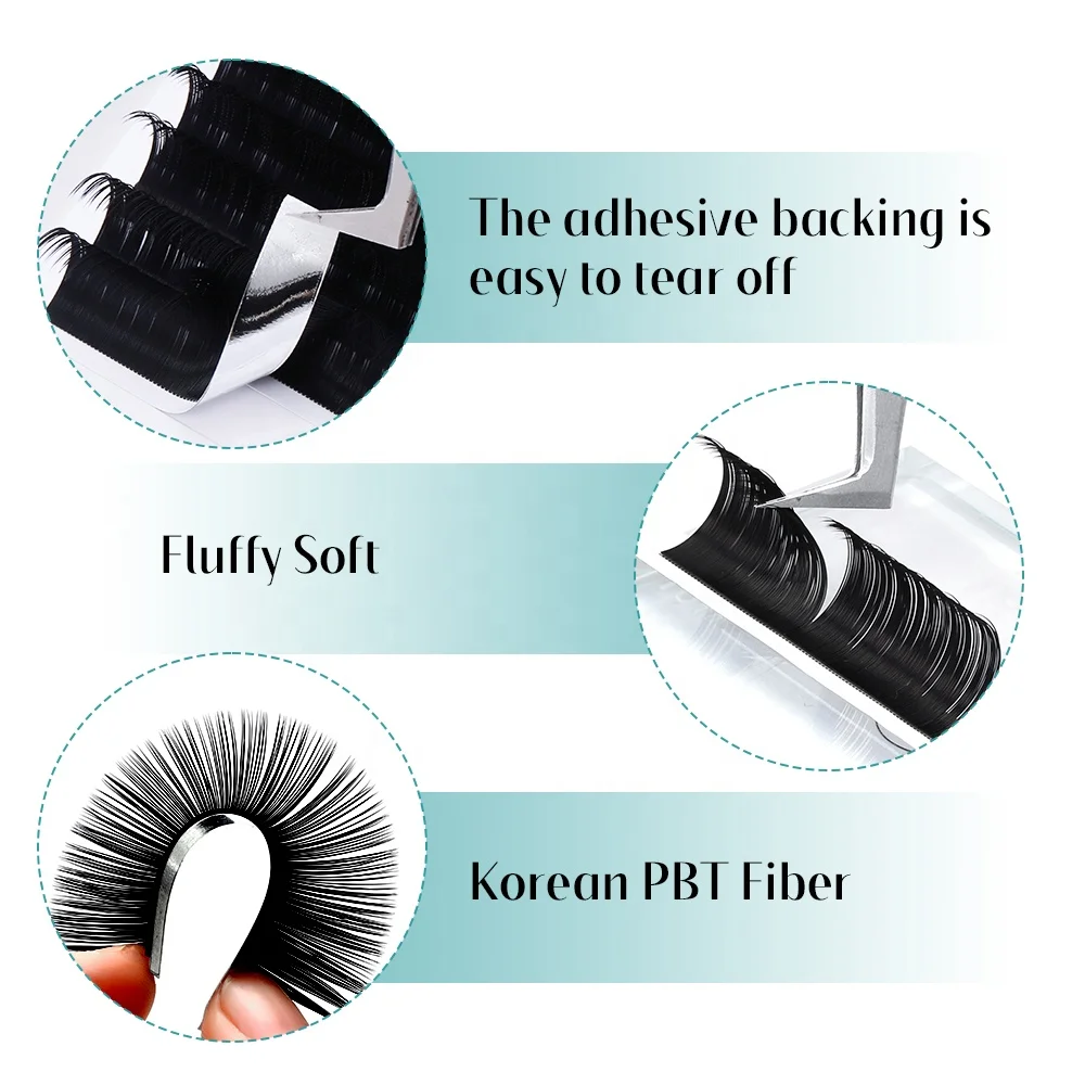 Volume Eyelash Extension Cashmere Vegan/7-15mm 0.03 0.05 0.07 C D  Matte Black /Korean PBT Fiber Volume Lash Extension Trays