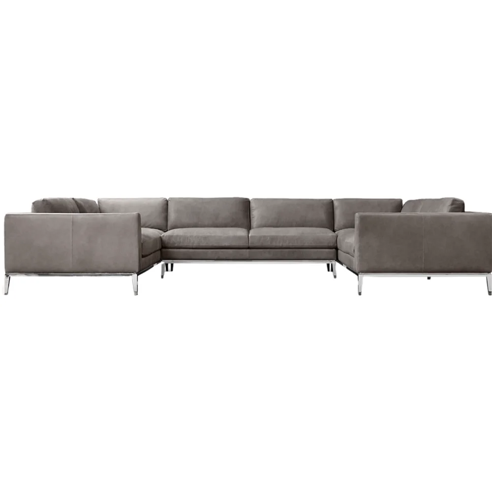 Modern Design Luxury Living Room Set Premium Leathe Sectional Living Room Furniture Sofa Home Sofa Deep-seating Slim Arms Sofa