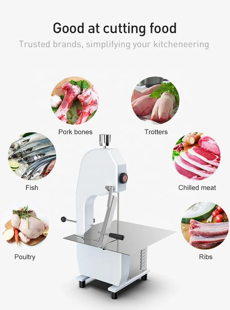Commercial Electric Meat Band Saw Bone Saw Machine Cutter Heavy Duty Frozen Meat Frozen Fish Steak Cutting Stainless Steel