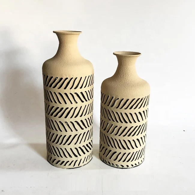 Lander Farmhouse Boho Cylinder Vintage Metal Flower Vases For Home Decoration
