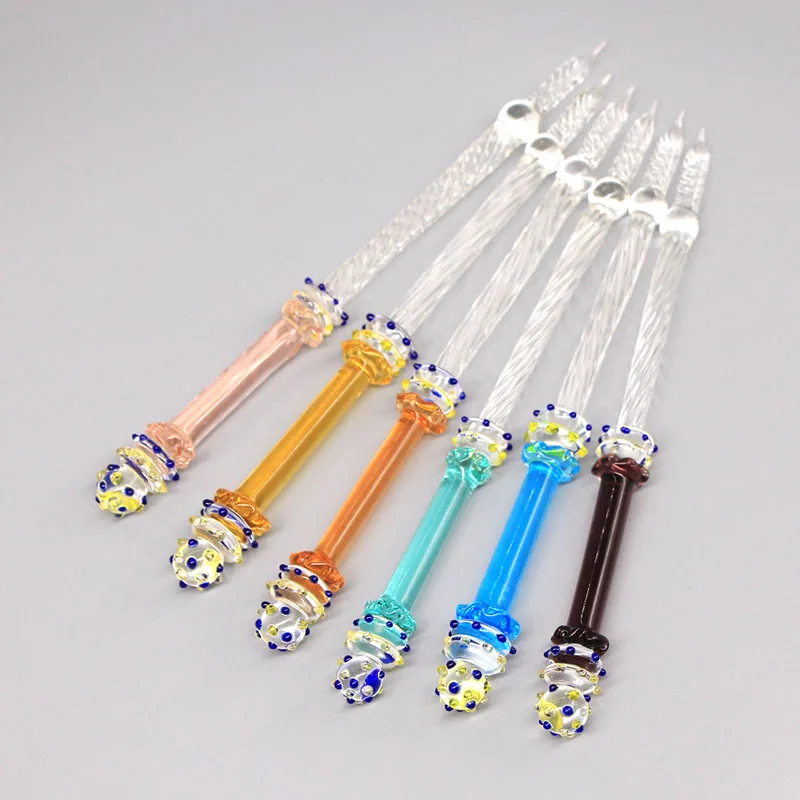 Calligraphy Writing Tools Empty Fountain Ink Pen Kits Creative DIY Liquid Flower Transparent Glass Dip Pen