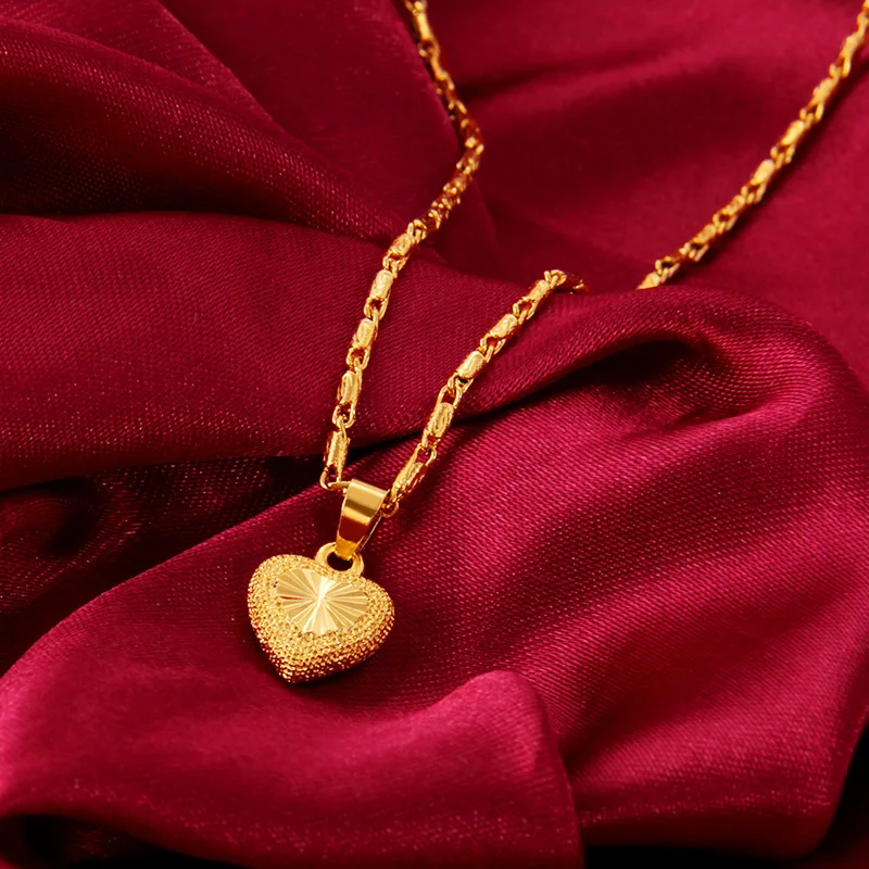 Jewelry Dubai Gold 24k Elegant Style Sweet Heart Jewelry Necklace For Women