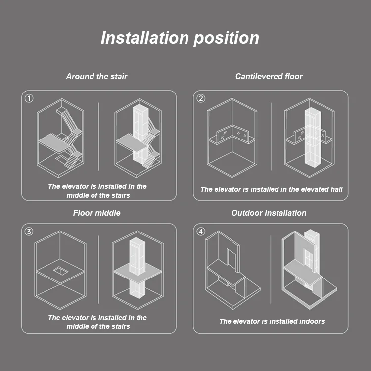 Fuji elevator villa elevator small capacity house home elevator stainless steel materials