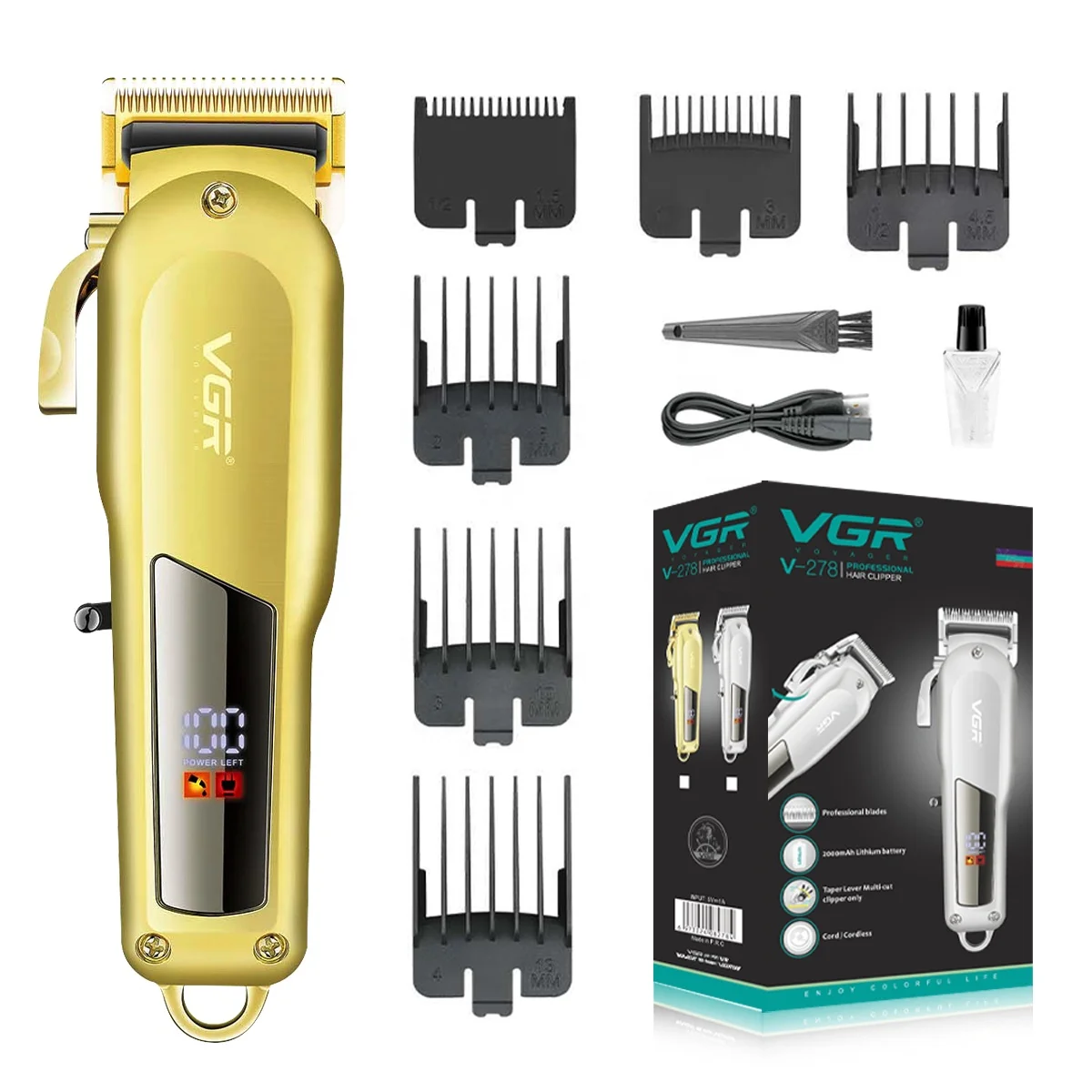  Хит продаж 2021 Новое поступление VGR V278 Профессиональный перезаряжаемый Мужской Электрический беспроводной триммер для