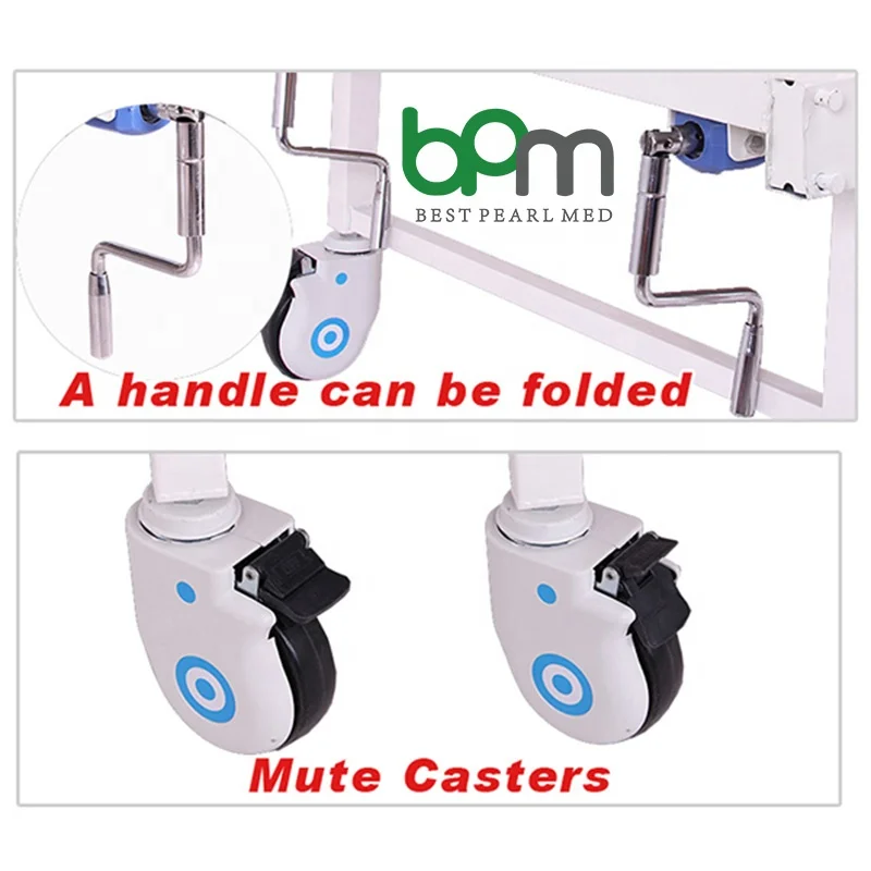 BPM-MB207 Hospital Bed Caster Wheels 2 Cranks Manual Factory Wholesale Steel ABS Metal Plastic Aluminum Alloy