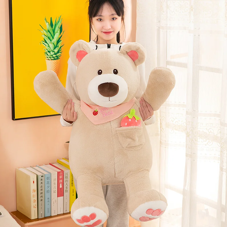 Factory Wholesale Best Selling New Design Stuffed Strawberry Po-lar Bear Toys Cute Fruit Ted-dy Bears Brown White