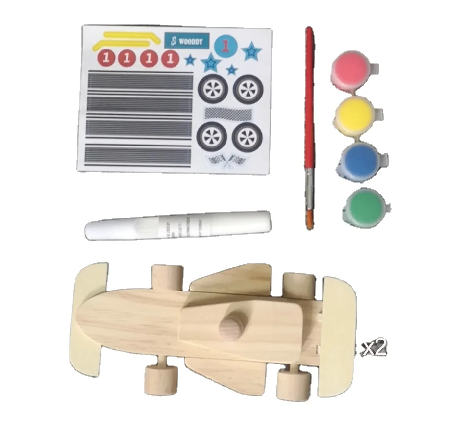 OEM DIY Assembly Toys Children Educational Wooden Toys Montessori Diy Race Car Kids Wooden Painting Activity Kits Craft