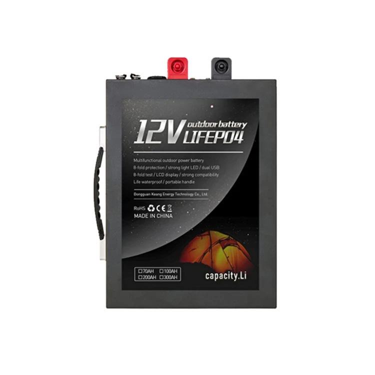 lifepo4 Lithium iron Rechargeable Battery 12v 100ah pack with BMS and Cigarette lighter for RV Camping AC300W Ups