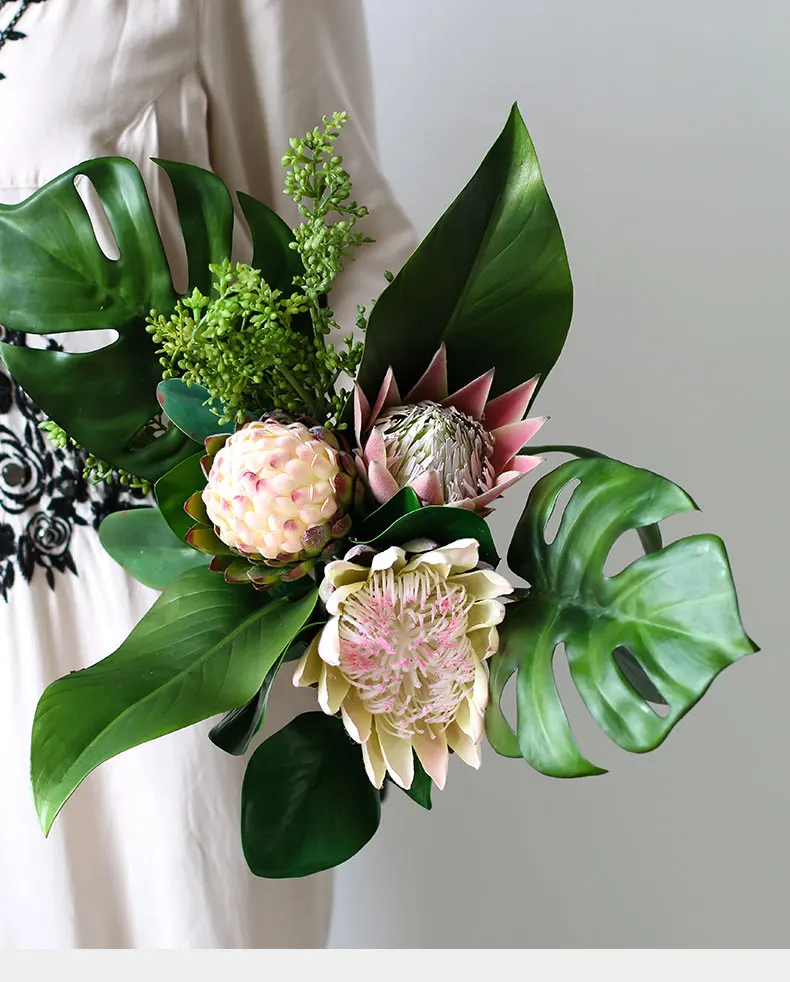 Large-size emulation king protea for home wedding decor protea artificial flowers