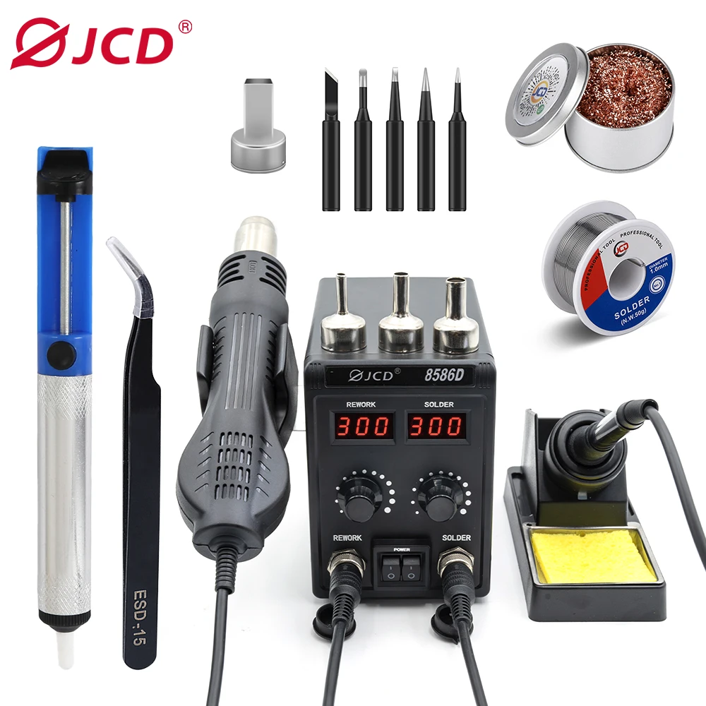 JCD 8586DB-7TK 110V 220V 700W  Hot Air Gun Station SMD BGA Rework Station Soldering Station for Electronics Repairing