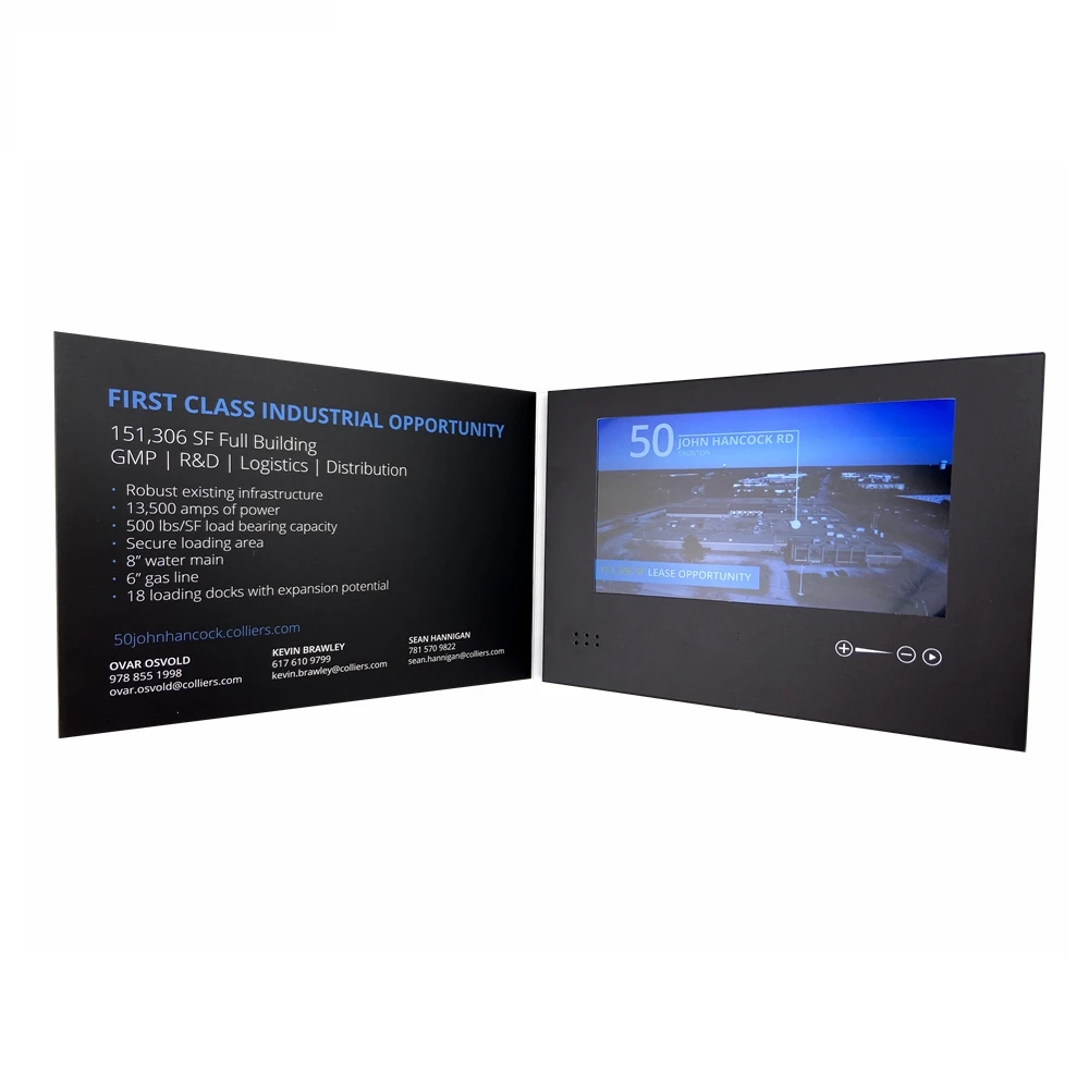 Custom-made Video Brochure 7 inch card portable video paper card display screen digital gift card pop up video book for business