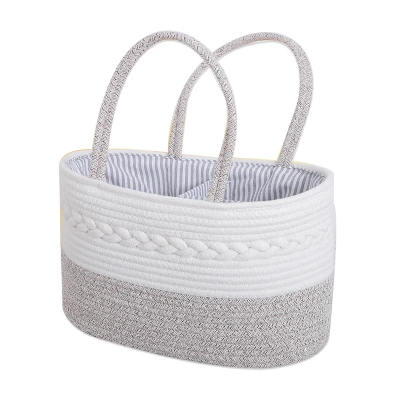Portable Baby Diaper Storage Box Cotton Cord Diaper Storage Basket Suitable for Newborn Boys and Girls