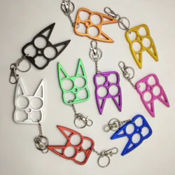 Готовы к отправке во всех цветах для того чтобы смешать из алюминиевого сплава для женщин защита брелок оптовая продажа кошка самообороны цепочка для ключей