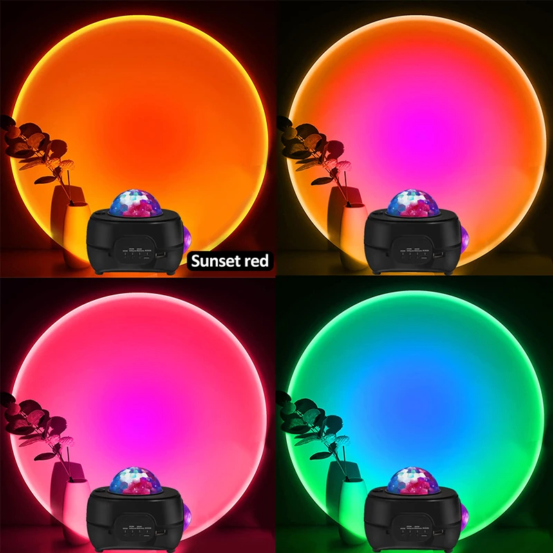 Drop Shipping Galaxy Light Projector Sunset Lamp Projector Music Speaker for Baby Bedroom Game Rooms Night Light Projector