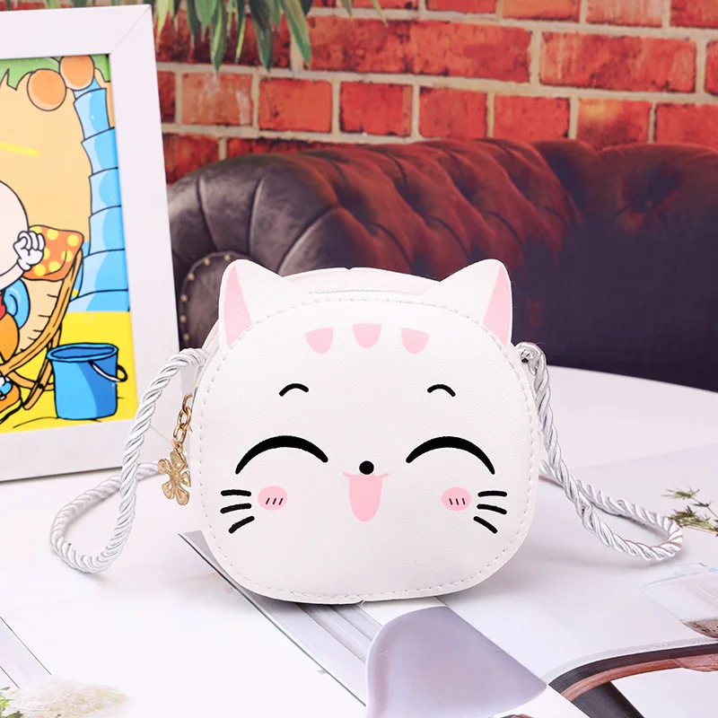 cute cat crossbody leather bag women print cartoon 2022 new arrival crossbody bag kids