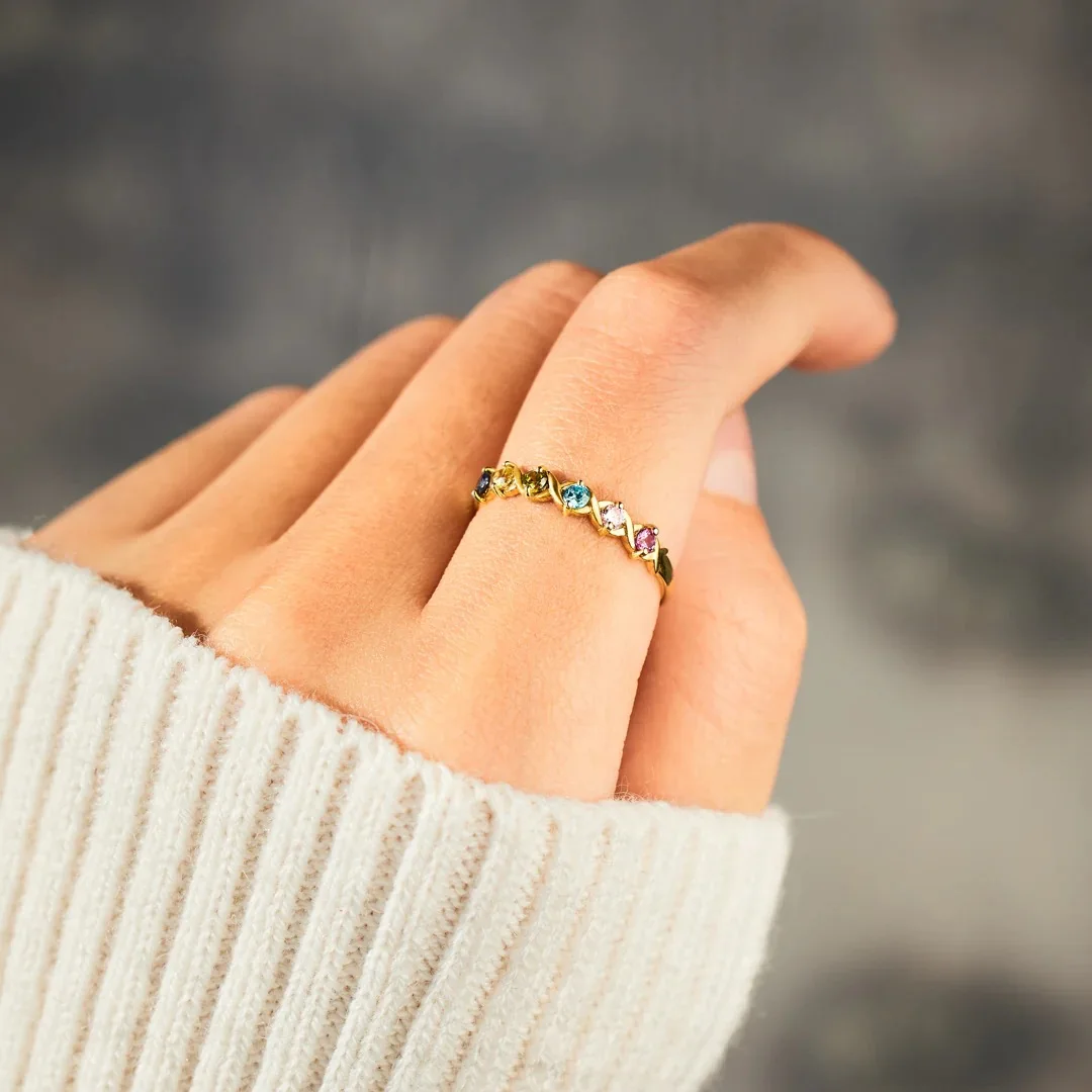 Fashion Jewelry Rings Silver Ring Set For Women Dainty Simulated Diamond Ring Eternity Band Non-Tarnish Gold Jewelry For Women