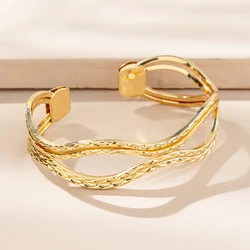 Ins wind Korean metal bracelet female tide plain circle irregular wave point cold wind high fashion personality
