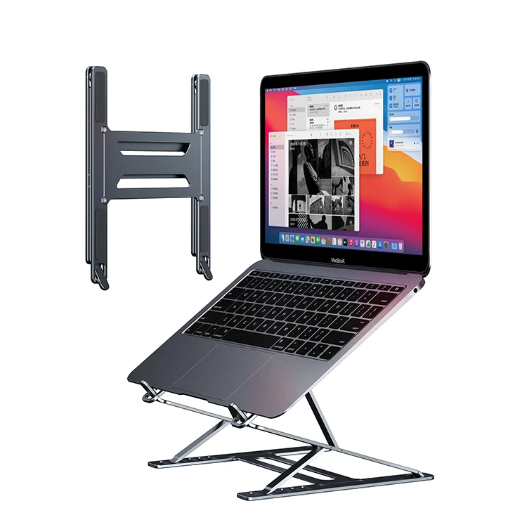 High Quality Aluminum Portable Desktop Ergonomic Foldable Adjustable Height Anti-slip Laptop Sta