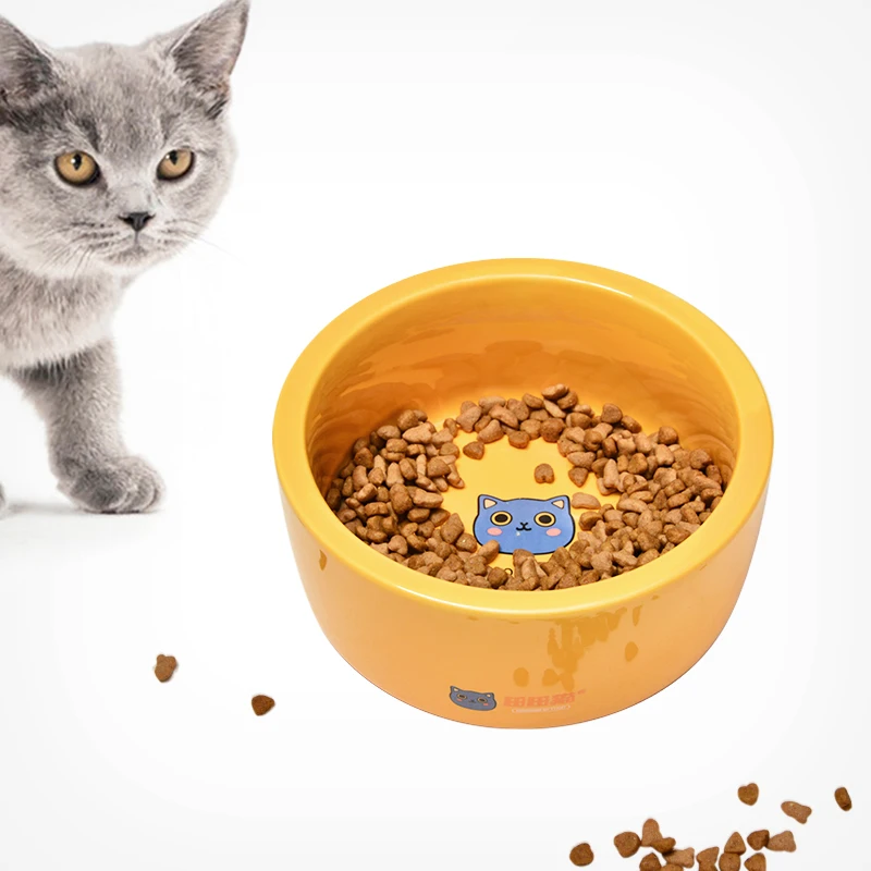 Round Shape Ceramic Pet Feeding Bowl Customized Design Dog Food Bowl Stoneware Non Slip Cat Bowl