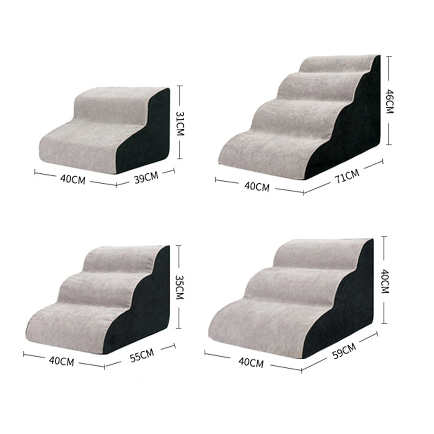 Indoor household modern grey 2/3/4 steps ramp pet dog steps stairs for dog cat animal