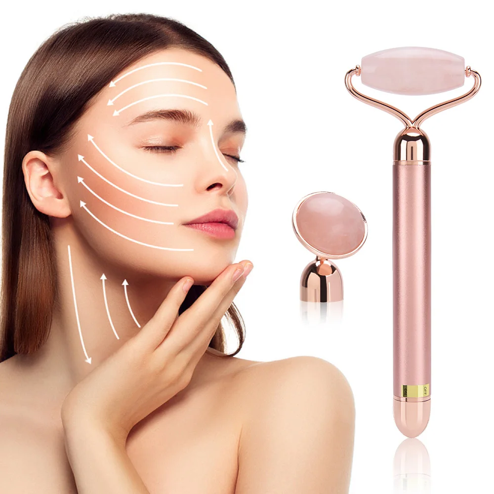 Massage Tool Jade Rose Quartz Roller For Face Vibrating Face Roller