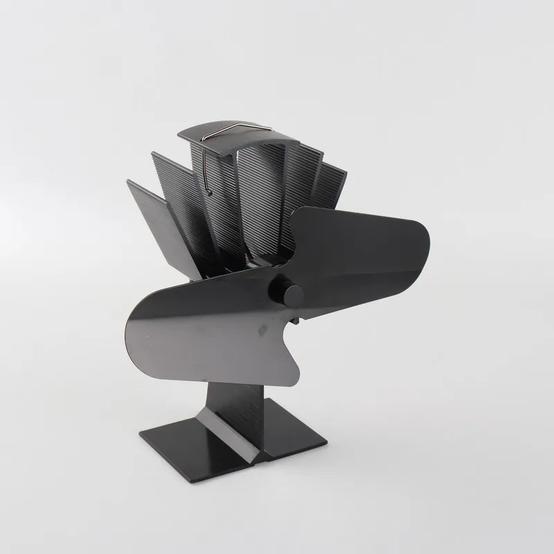 Вентилятор для дровяной плиты с двумя лопастями, тепловая энергия, без электрического вентилятора, экологически чистый камин