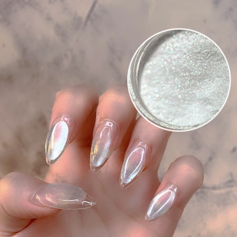 Fairy High Light Pearls Nail Powder Brightest Ice Cube Ultrathin Nail Glitter Dust Shiny Acrylic Powder Chrome Nail Art Pigments