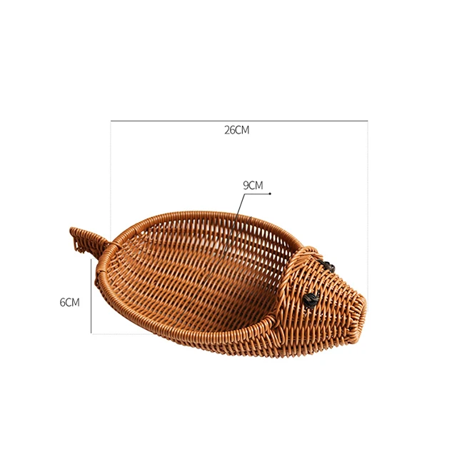 Renel Empty PE Rattan Plastic Mouse Animal Snack Tray for Home Decoration