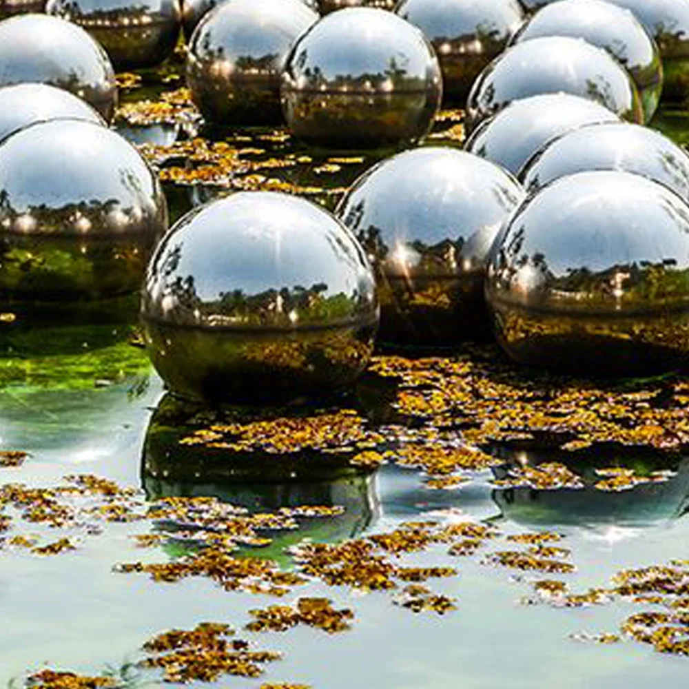 Water floating hollow sphere stainless steel mirror metal garden decor ball metal garden decor ball decorative garden balls