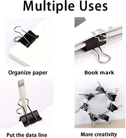 Custom All Sorts Of Color Office Stationery Bulldog Clips 0.75 inch Fold Back Clip Metal Paper binder clips for office