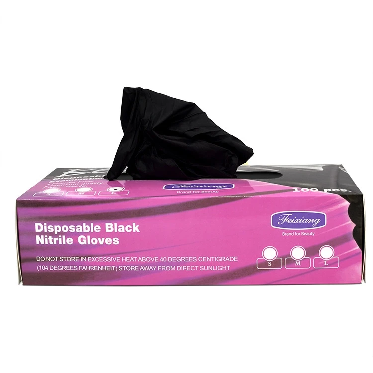 Wholesale Barbershop paper boxes Black rubber gloves beauty salon Ironing dyeing care gloves hair styling tool