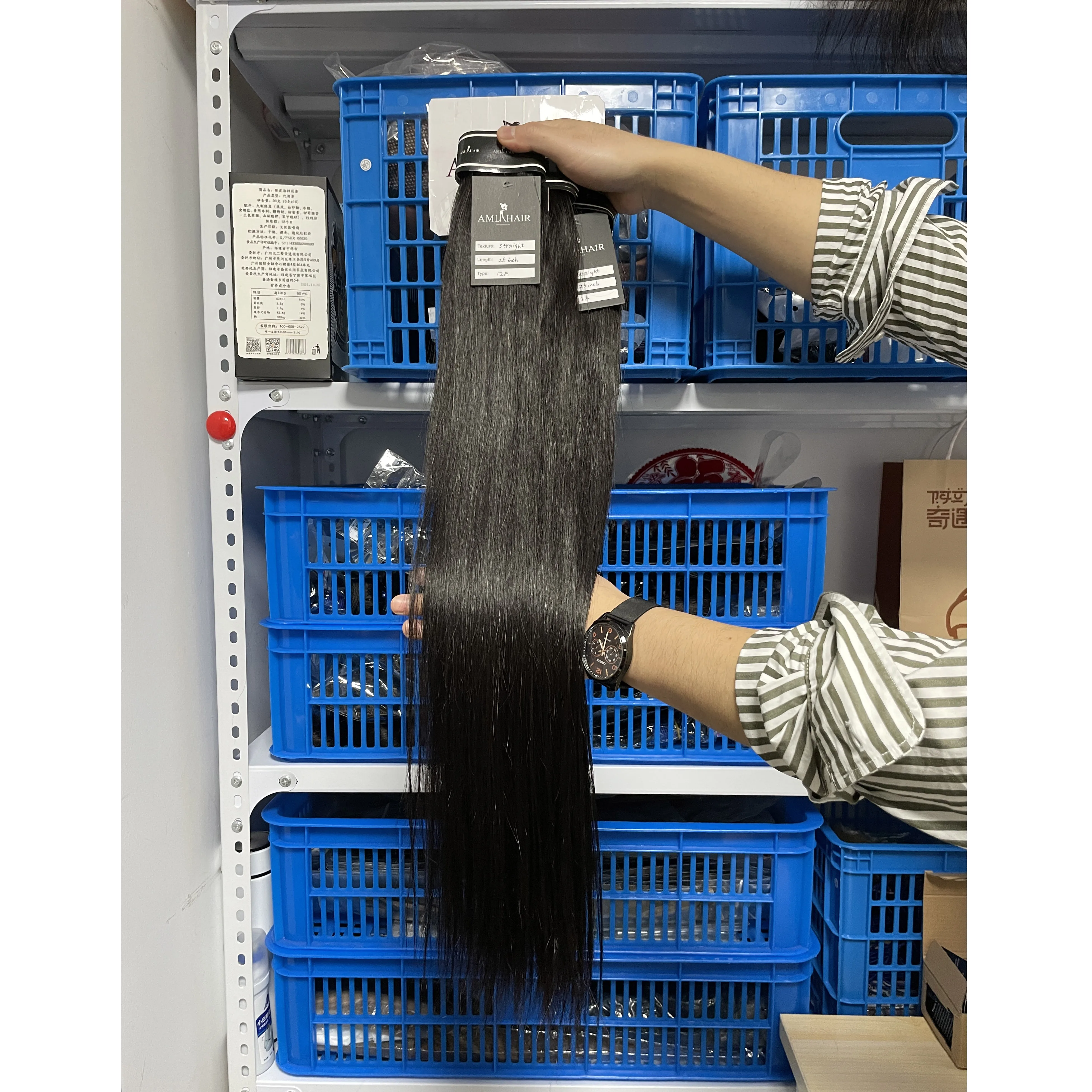 AMLHAIR Aliexpress no chemical no shedding no tangle no smell shiny smooth silky straight luxurious 100% human hair bundles