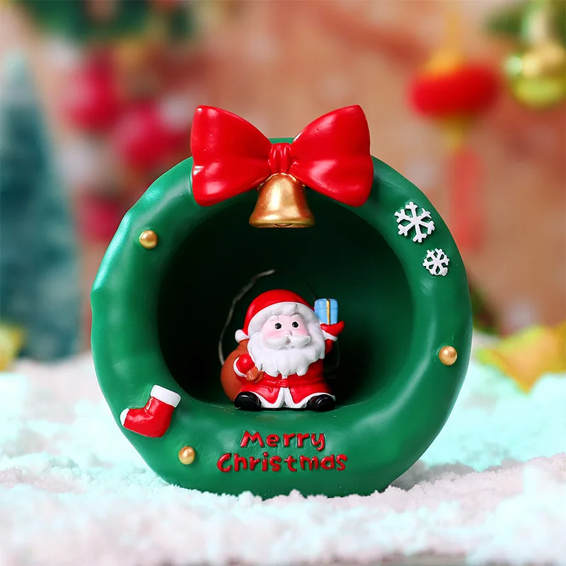 Resin Christmas Ornaments New Christmas Garland Old Man Star Light Resin Decorations Creative Cross-Border Christmas Hot Small