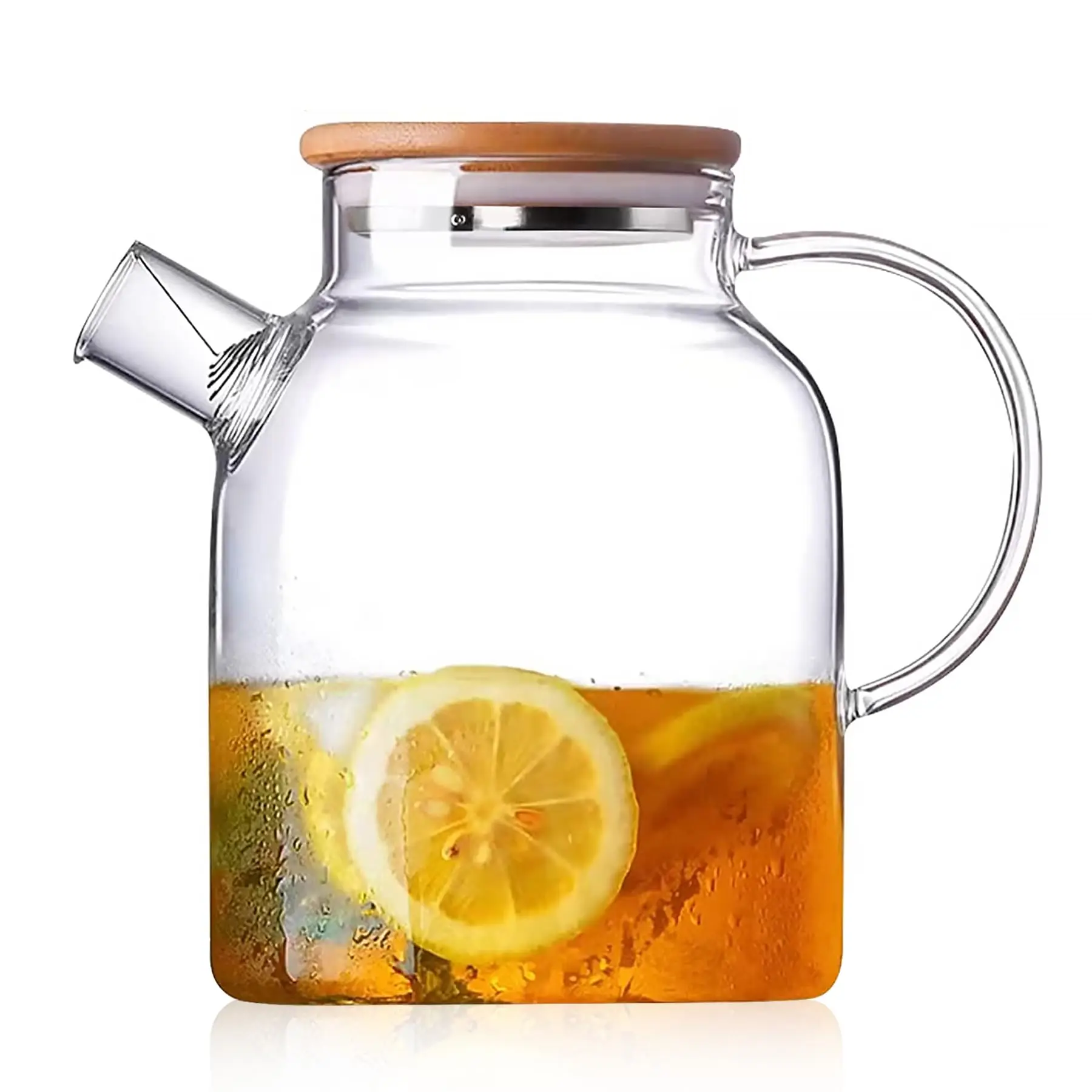 Handmade Stovetop Safe High Borosilicate Glass Heat Resistant Teapot Glass with Bamboo Lid