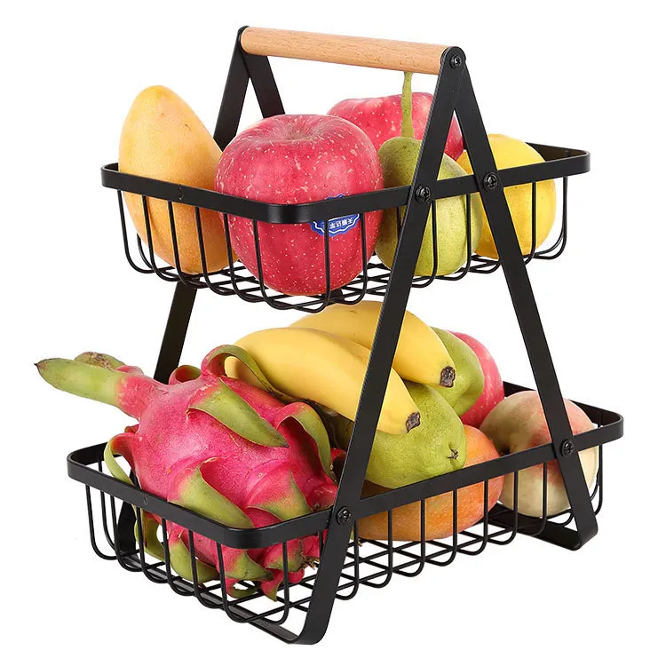 New Best Selling Kitchen Organizer Double Layer Fruit Storage Basket Camping Accessories Camping Shelf Bowls Home And Kitchen