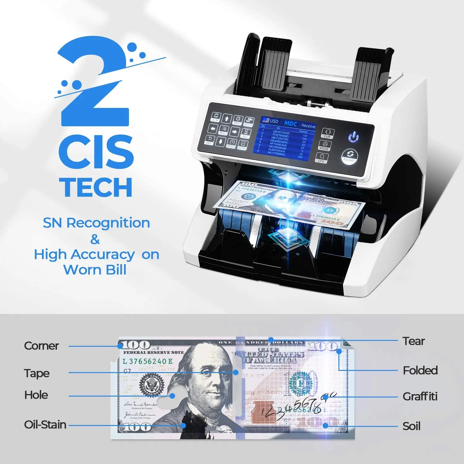 AL-920 Top selling Automatic TFT Display Money Counter  Bill Counter Multi-Currency Counting Machine Hot Selling Banks counter