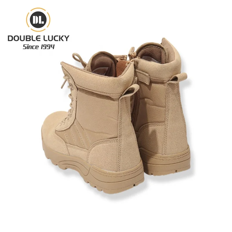 Double Lucky Hiking Anti-Slip Botas Hombre Shoe Factories China Hot Sale Leather Boots Outdoors Deser Tactical Boots