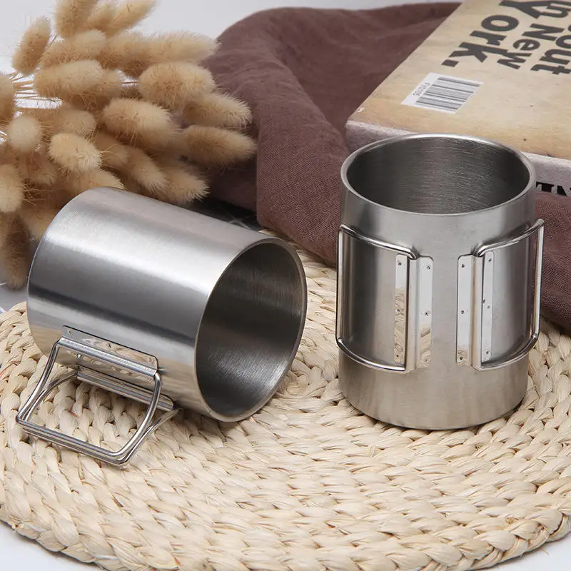 Baming Customized Outdoor Stainless Steel Mountaineering Buckle Cup Double Wall Tumbler Coffee Beer Water Travel Mugs