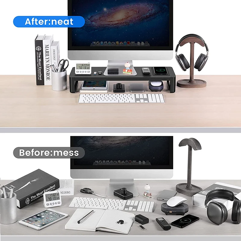 Aluminum Metal Monitor Stand Riser with USB laptop LCD Studio Desk computor monitor stand