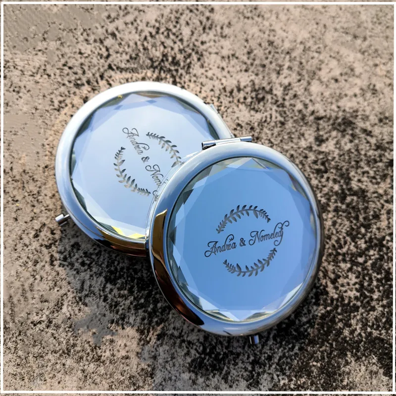 Custom Crystal Mirror Rose Gold mirrors Personalized Bridesmaid Wedding Gift Bridal Tribe Decorative Compact Makeup Mirroruvenir