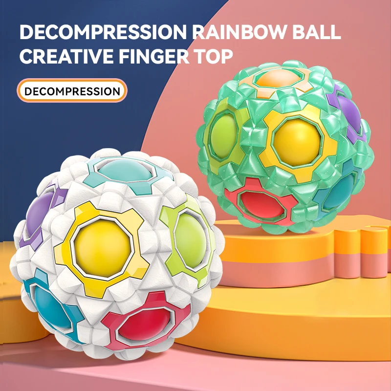 New Multifunctional Integrated Magic Cube ball and Fingertip Gyro Decompression Health Massage Ball