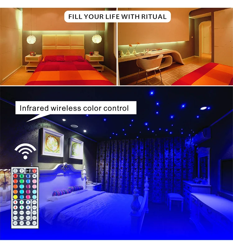 44key IR controller  RGB led  waterproof 5m remote control led strip set for christmas lights